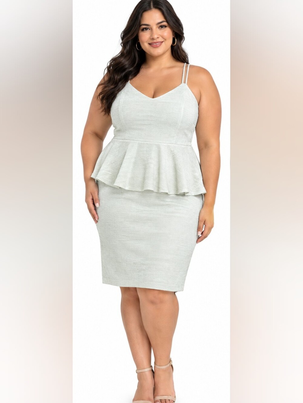 Charlotte Russe White bodycon dress featuring a flared peplum waist